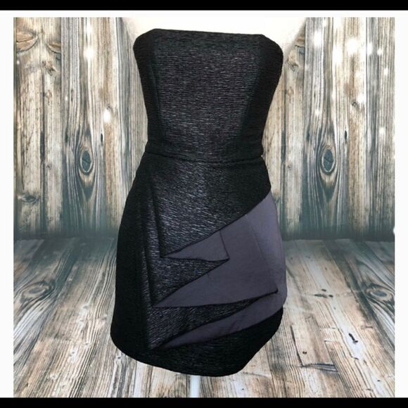 BCBGeneration Black Strapless Draped Front Dress - Picture 1 of 6